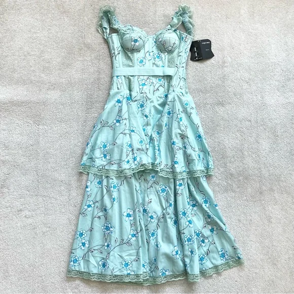 CORSET STORY NWT Tropical Mesh Panel Corset Dress Romantic Feminine Victorian - Picture 3 of 16